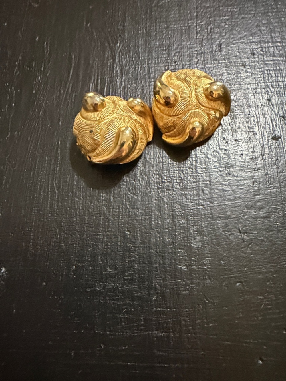 Textured Gold-Tone Swirl Clip Earrings - Picture 3 of 3